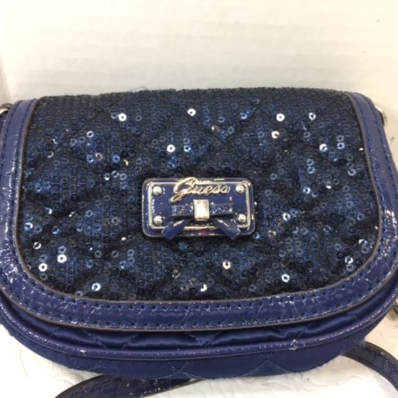 Guess Blue Sequin Sparkles Quilted Crossbody Bag - Picture 2 of 15